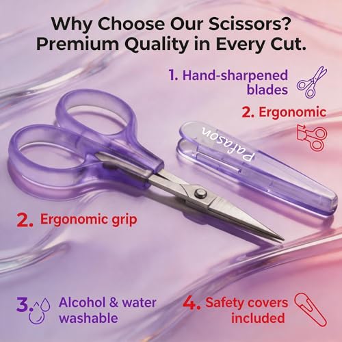 PAFASON Small Travel Sewing Craft Scissors Set Straight Precision Fine Tip - style: American