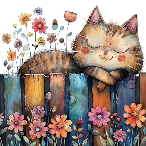 Cat Flowers Stamped Cross Stitch Kits for Adults Beginner, Counted Cross Stitch Kits Printed Stitching Cute Patterns Dimensions Needlepoint Art Crafts Embroidery Kits for Adults - color: Cross Stitch-1222-3