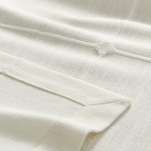 ZeeMart Grid Embroidered Square Hemmed Tablecloths 52x52in, Off-White - color: Off-white, size: 52" x 52" (Square)