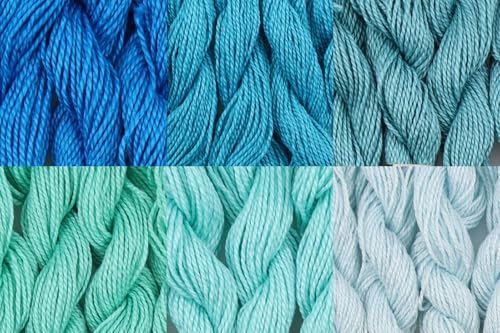 KCS 162 Yards(150 Meters) Mercerized Pearl Cotton Crochet Needlepoint Thread,Size 5,6 skeins,Mixed Color 06 - color: 6color06, size: 6 skeins