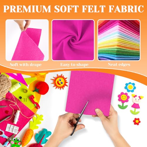 IONTACH 9" X 12" Soft Felt Sheets 1.6mm Thick (6 Packs, Hot Pink) - color: Hot Pink
