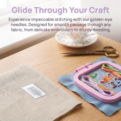 LAMXD 4 Pieces Embroidery Hoop Rectangle Square Embroidery Frame Cross Stitch Hoop Sewing Tool for Art Craft Handy Sewing (Multicolor),with Gold Eye Embroidery Needles - style: 4 sizes square