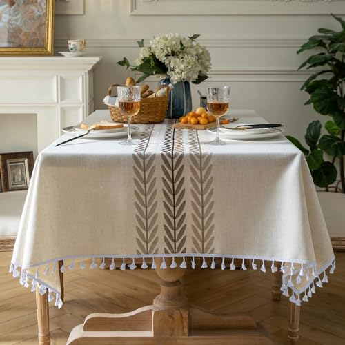 Oubonun Tablecloths for Rectangle Tables - color: Beige, Wine Leaf, size: 120" x 55" (Rectangular)