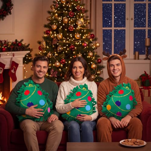 Weysat 6 Sets Christmas Tree Tied Pillow Craft Kit DIY Gifts No Sew Fleece - style: Christmas Tree