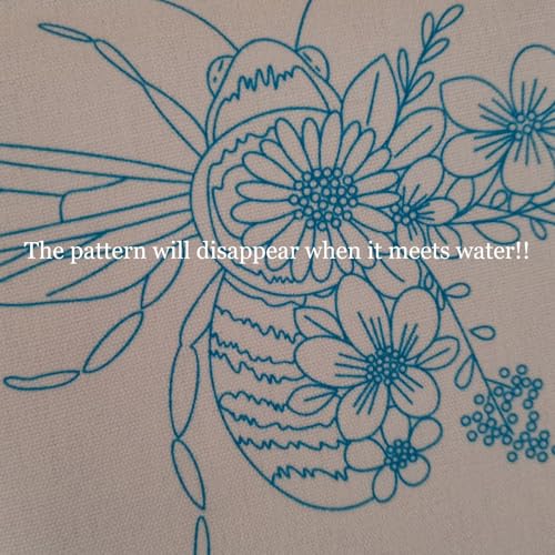 Esffaci Embroidery Starter Kit for Adult Beginner with Bee Pattern Hand Embroidery Set with Embroidery Cloth Hoop Needle Threader Embroidery Floss and Instruction - color: Bee A