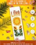 Povitrulya Cross Stitch Bookmark Kit Wheel of the Year: Litha – Counted DIY Embroidery Set for Adults & Beginners, Summer Solstice Pagan Wiccan Sun Fire Festival Gift - color: Litha