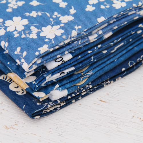 Threadart Vintage Blue Flower Cotton Quilting Fabric - By the Yard - color: Blue Flower, size: 1 YARD