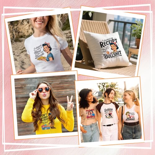 Dtf Transfers Ready to Press - 20Pcs Sassy Retro Housewife Iron on Transfers 1950s Sarcastic Housewife Iron on Decals Vintage Sarcastic Heat Transfer Vinyl Stickers for Clothing Pillows Bag DIY Crafts - color: Retro Housewife