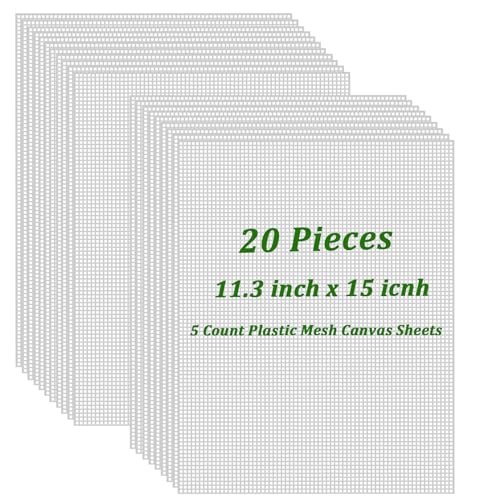 20 Pieces Plastic Canvas Sheets 5 Count, 15x11.3in Plastic Mesh Sheet - size: 11.3x15in-20pcs