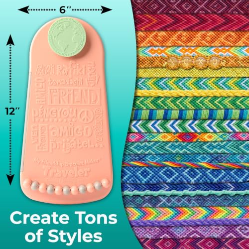 Choose Friendship Bracelet Making Kit – 20 Pre-Cut Threads, Portable Loom with Storage, Makes 8 Bracelets, Craft Gift for Kids Ages 8+, Blush Pink “Macaroon” - color: Macaroon