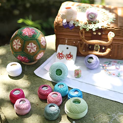 Rhapsody Pearl Cotton Thread Size 8 Crochet Thread Perle 12 Balls Set Hand Knitting, Embroidery, Sashiko, Cross-Stitch, Sewing, Needlepoint, DIY, Quilting (Aquamarine, Col. 611) - color: Aquamarine, Col. 611