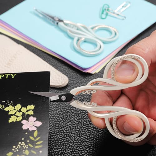 Little Sewing Scissors, 4.4'' Small Embroidery Scissors with Cover - color: White