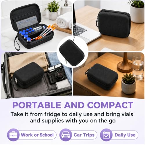 Peptide Case for Fridge Bac Water for Peptides for 3ml 5ml 10ml 30ml Vials - color: Black- 7×(1-3ml)+3*(1-10ml)+1*30ml