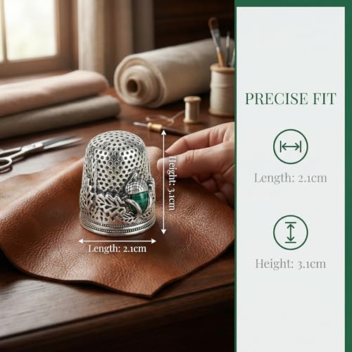 OKKRMGZ 2Pcs Sewing Thimble Hand Thimbles for Embroidery Quilting Finger Protector Protectors Open Nail Acorn Metal Thumb DIY Crafts Needlework