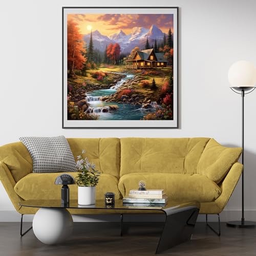 14CT Counted Cross Stitch Kits for Adults Mountain Flowers Advanced Stamped Cross Stitch Kits for Adults (Mountain 6) - color: Mountain 6