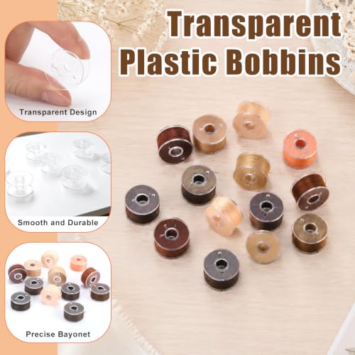 72 Pcs Pre-Wound Bobbins Sewing Thread 72 Colors (Brown) - color: Brown