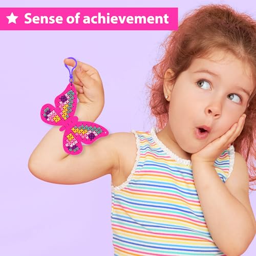 KRAFUN Butterfly & Flower Cross Stitch Kit for Kids Age 5+ - color: Butterfly