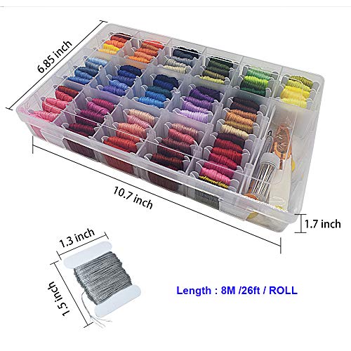 98 Color Embroidery Floss Cross Stitch Cotton Threads Bracelet String with Organizer Storage Cross Stitch Tools Embroidery Kit for Beginners Cross Stitch/Friendship Bracelets/Tassels/Crafts - color: 98 Color