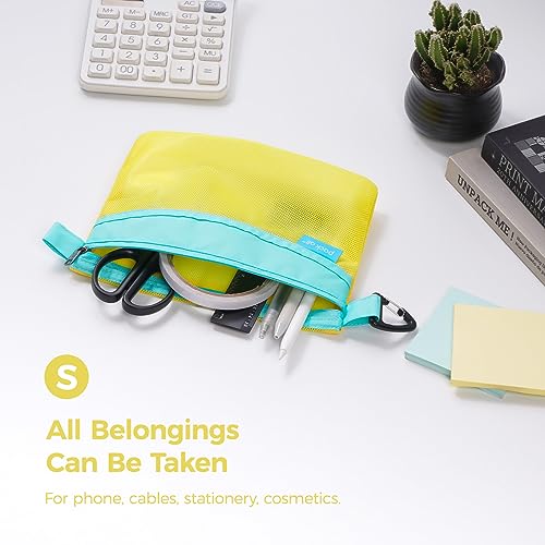 pack all Water-Resistant Zipper Pouch, Mesh Zipper Bag, 8.66"x5.91" - color: Yellow, size: Small