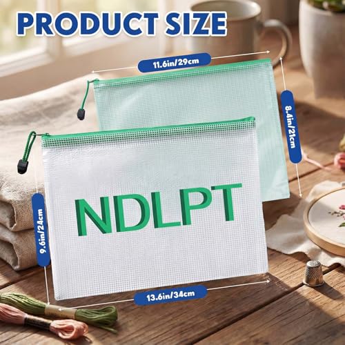 Sabary 2 Pcs Needlepoint Project Bag Clear Mesh Zipper Organizer, Green - color: Green