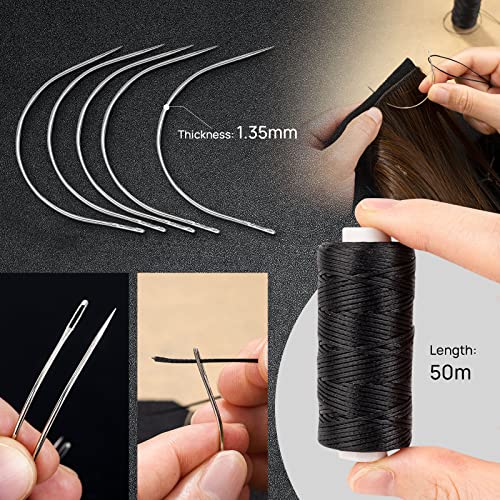 NEWISHTOOL Sew In Extension Kit, Hair Feathers Silicone Micro Beads Pliers - color: Black Set