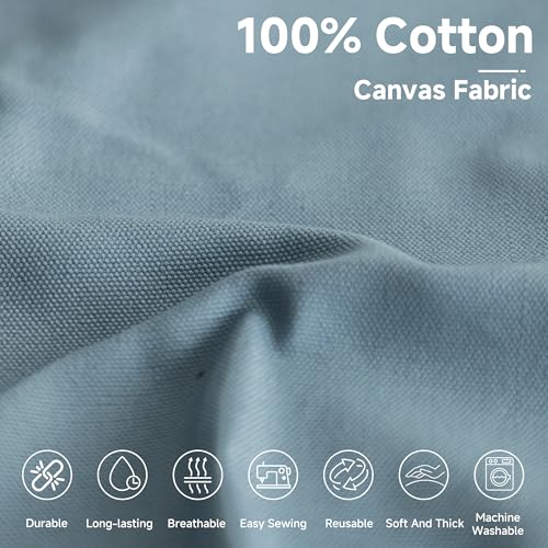 Simple&Opulence 100% Cotton Canvas Fabric 10oz. 59 Inch by The Yard, Nature Duck Fabric Textile Medium Weight for Painting, Sewing, Crafts, Embroidery, Bag, Handmade Home Decor(1 Yard, Dusty Blue) - color: Dusty Blue, size: 1 Yard