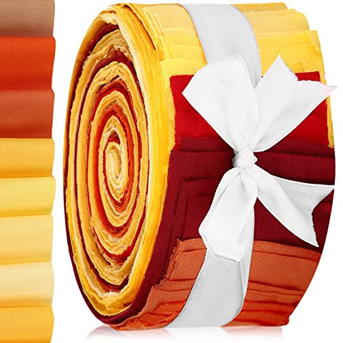 Hosuly 40 Pcs Fall Fabrics Orange Yellow Red Jelly Quilting Strips Roll - color: Fall Harvest