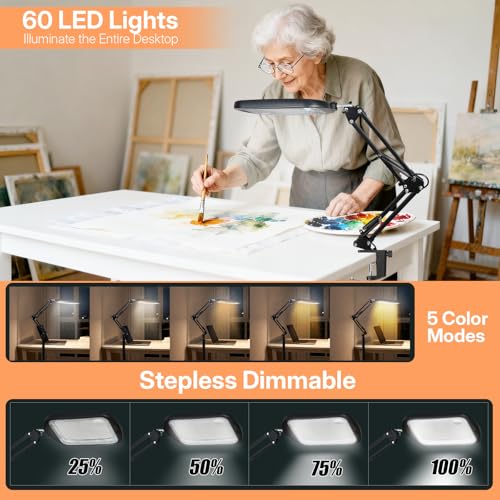 30X 10X Extra Large Floor Magnifying Glass with Light and Stand Hands Free