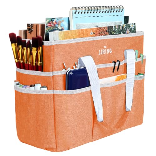 JJRING Craft Organizer Tote Bag Large Art Storage Caddy Orange - color: Orange, size: Large