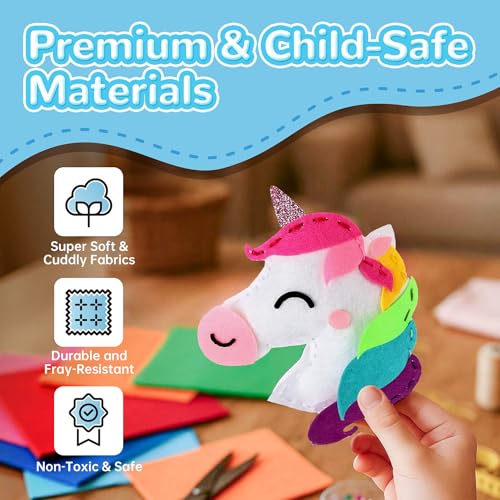 Cymbana Kids Sewing Kit, DIY Felt Plush Animals Unicorn Sewing Kit for Kids - color: Unicorn