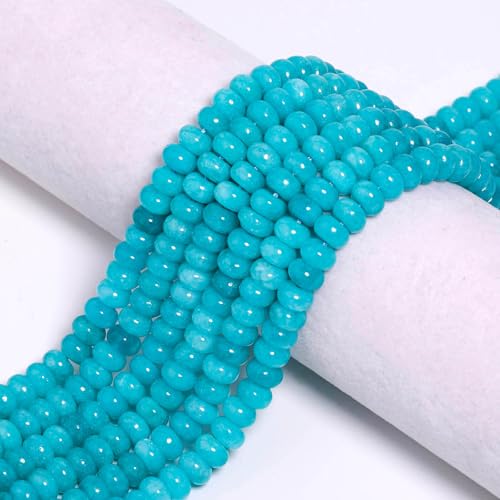 5x8mm 100Pcs Natural Amazonite Rondelle Beads for Jewelry Making Loose Spacer Abacus Disk Beads Gemstone for Bracelets Necklace DIY Crafts - color: Amazonite
