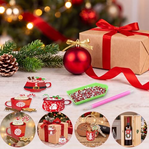 Realspring 20 Pcs Christmas Diamond Art Ornament 5d Hot Cocoa Mugs - style: Hot Cocoa