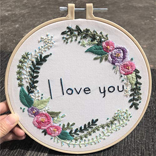 Abillyn 3 Pack Embroidery Starter Kit Love Garland Stamped with Printed Pattern Cross Stitch Embroidery Kits (Garland 3 Pack) - color: Garland 3 Pack