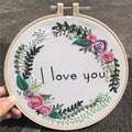 Abillyn Embroidery Starter Kit Garland I Love You Stamped with Printed Pattern Cross Stitch Embroidery Kits (Garland 4) - color: Garland 4