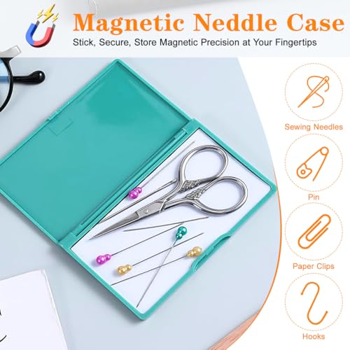 Ciieeo 3Pcs Magnetic Needle Case for Sewing, Magnetic Needle Holder Storage Organizer Slim Portable Needle Box for Hand Stitching, Wallet Size Pin Keeper Embroidery Pins Holder