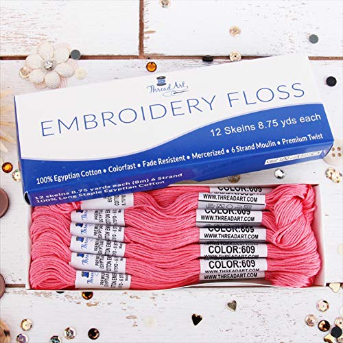12 Skeins ThreadArt Cotton Embroidery Floss, Bright Pink - color: Bright Pink