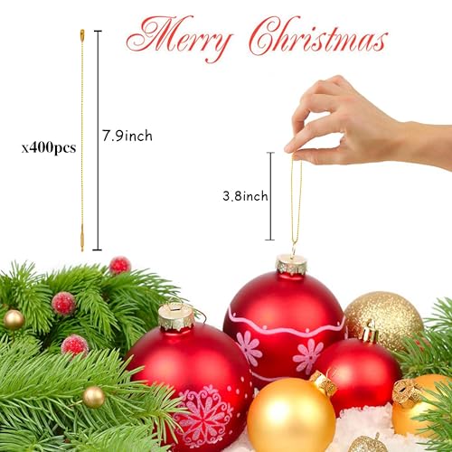 Christmas Tree Ornament String Hanger Precut Ribbon Hook with Snap Fastener - color: Gold, size: 400pcs