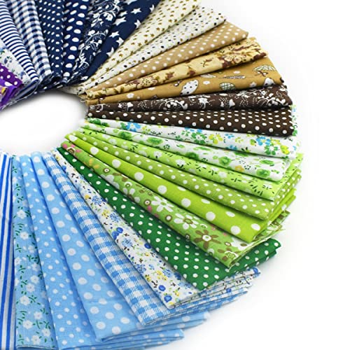 42 Pcs 9.8 x 9.8 Inches Cotton Fabric Sewing Patchwork Squares Quilting Bundles Different Pattern Cloths for Sewing DIY Art Work Supplies Scrapbooking Quilting by Renashed - color: Navy/Blue/Brown/Pink/Purple/Green