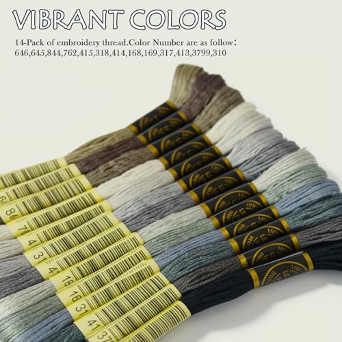 13SKEINS Embroidery Floss - Cross Stitch Threads - Friendship Bracelets Floss - Crafts Floss, Beaver Gray Gradient - color: Beaver Gray Gradient