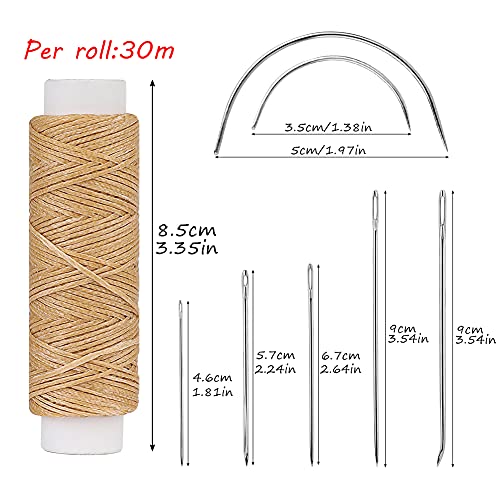 Waxed Thread, Upholstery Needle and Thread 32 Yards Natural Color - color: Natural Color, size: 32Yard