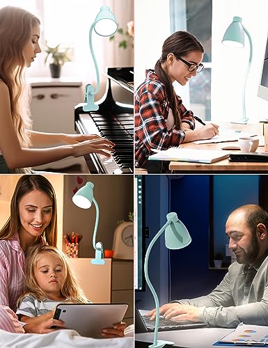 BOHON Desk Lamp with Clamp, Clip on Light, 5 Color 10 Brightness, Teal - color: Teal