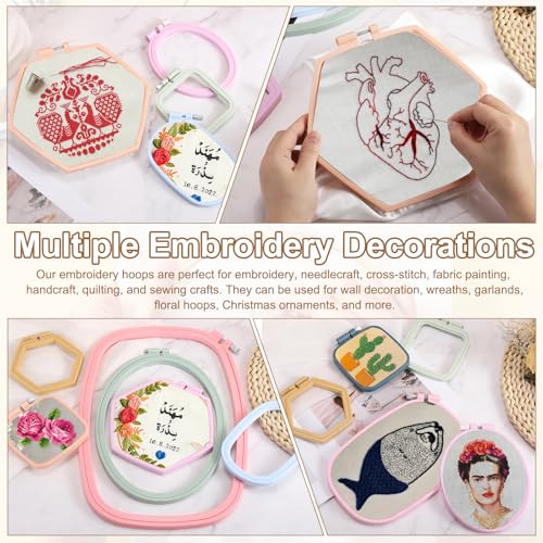 PATIKIL 9.8" x 11" Square Embroidery Hoops, Adjustable Cross Stitch Hoops Ring ABS Plastic Embroidery Frame Punch Needle Hoop for Sewing, Needlework, DIY Craft, Beige