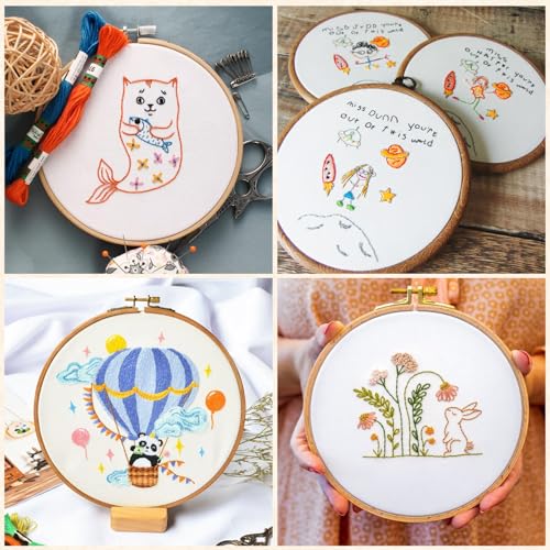 10 Pcs White Embroidery Fabric Squares, Pre-Cut Cotton Cloth Precuts for Hand Embroidery, Cross Stitch & Needlework, Multi-Size 8"x8" and 6"x6"