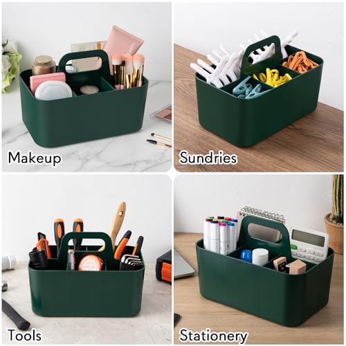 Tiawudi Multipurpose Caddy Organizer, Plastic Caddy with Handle, Stackable Desk Organizer for Stationery, Marker and Pencil, Office Supplies Organizer, Dorm Caddy - color: Green, size: Rectangle