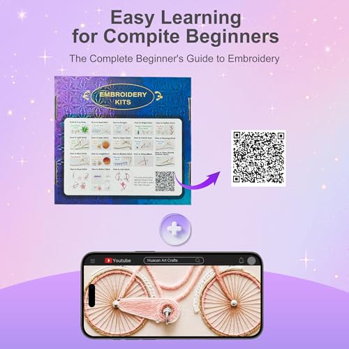 Huacan Embroidery Kit for Beginners with Tutorial Video & Gift Box - color: CXTZ-211