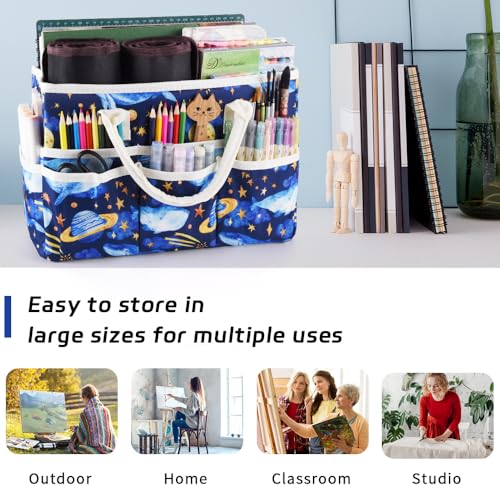 Craft Organizer Tote Bag with Multiple Pockets,Scrapbooking Art Storage - color: Dark Whale