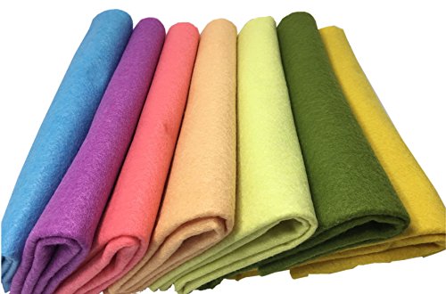 Misscrafts 7pcs 18" X 18" 1.4mm Thick Soft Felt Nonwoven Fabric Sheet Pack DIY Craft Patchwork Sewing Squares Assorted Colors(Spring) - color: Spring