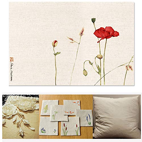 MWELLEWM 7 Pcs/Set Linen Needlework Fabric Solid Colour Cloth Garments Crafts Accessories Square Embroidery Cloth (50 * 50CM)