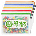 10 Pack Mesh Zipper Pouch Bags A3-12x18 - Plastic Zipper Pouches for Organizing - Board Game Organizers - Large Zippered Pouch Bag - Mesh Pouches with Zippered - Board Game Bags - Puzzle Storage - size: 10 Pack A3