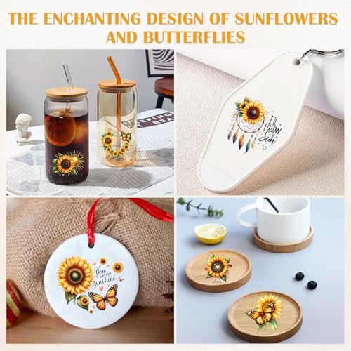 48 Sheets Rub on Transfers for Crafts and Furniture Rub on Transfer Stickers Decals for Wood,2.5 * 2.5inch (Sunflower) - style: Sunflower